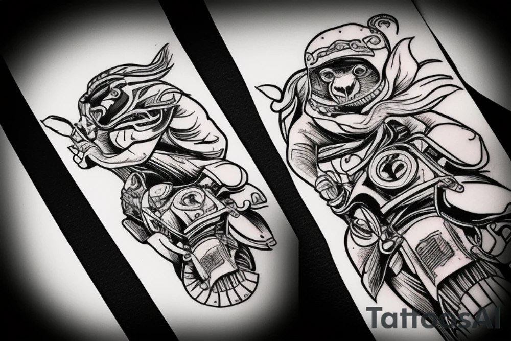 monkey on motorbike tattoo idea