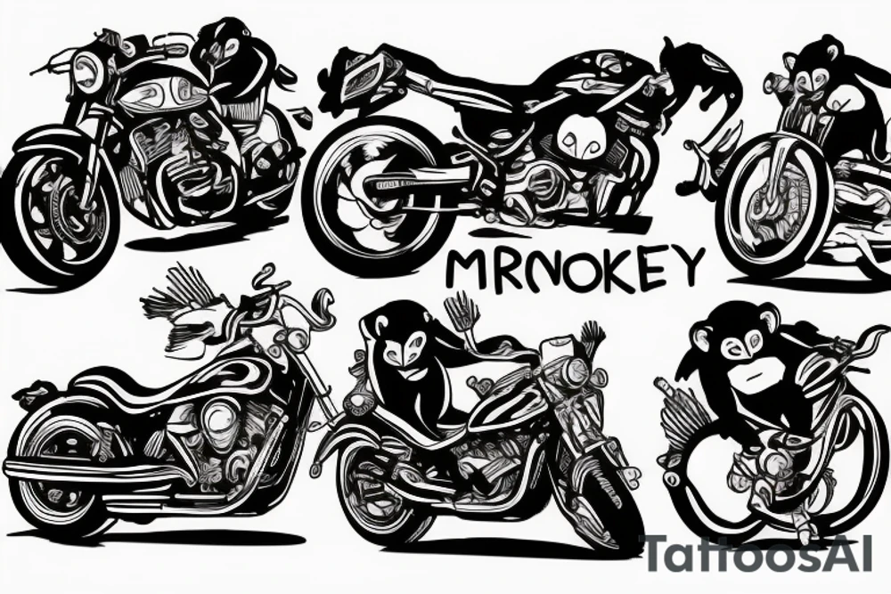 monkey on motorbike tattoo idea