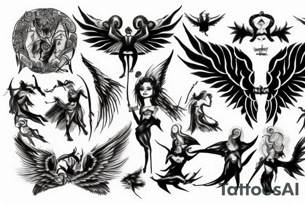 Angels and devils before battle tattoo idea