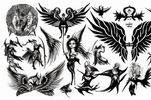 Angels and devils before battle tattoo idea