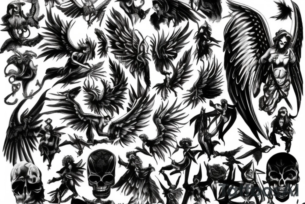 Angels and devils before battle tattoo idea