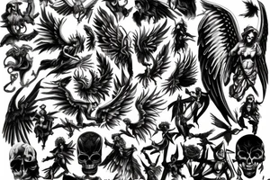 Angels and devils before battle tattoo idea