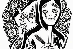 nun with a knife stuck in the heart tattoo idea