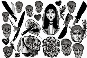 nun with a knife stuck in the heart tattoo idea