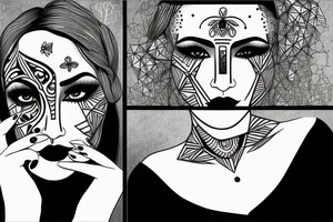 Geometric Women face tattoo idea