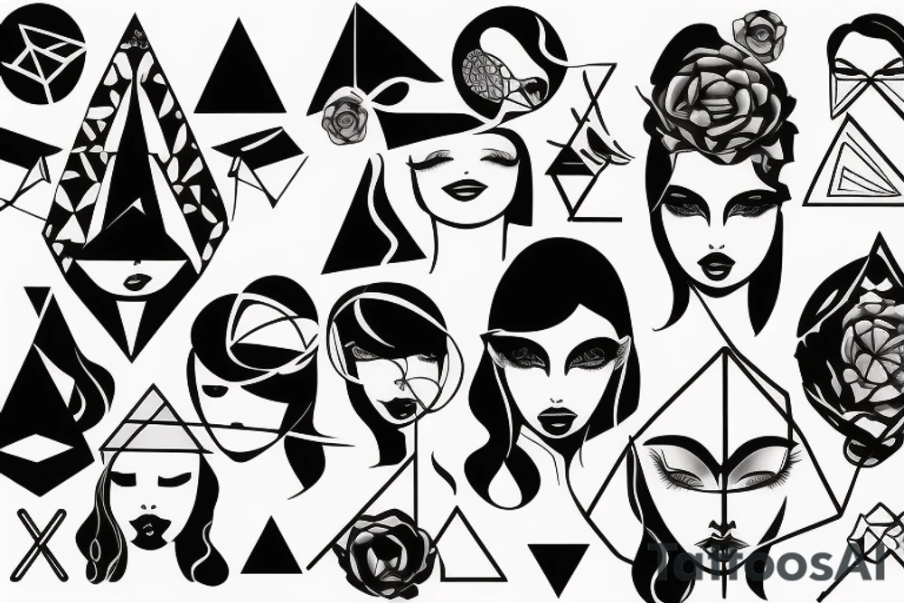 Geometric Women face tattoo idea
