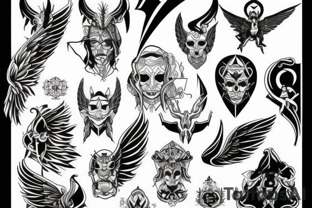 Angels and devils before battle tattoo idea
