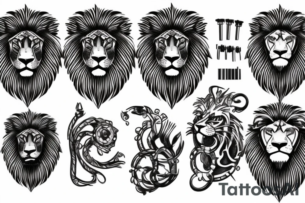 Mechanic metal lion tattoo idea