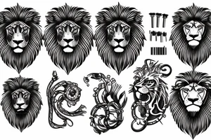 Mechanic metal lion tattoo idea