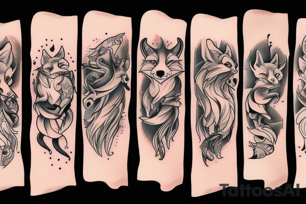dynamic jumping fox tattoo idea