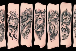 dynamic jumping fox tattoo idea