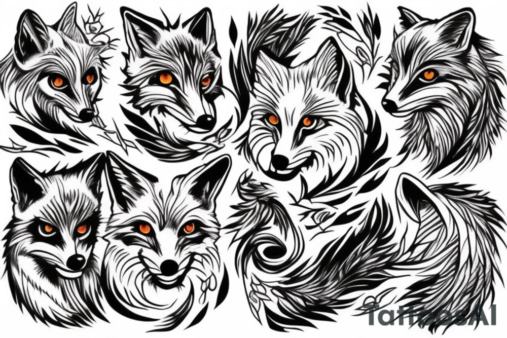 dynamic jumping fox tattoo idea