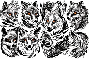dynamic jumping fox tattoo idea