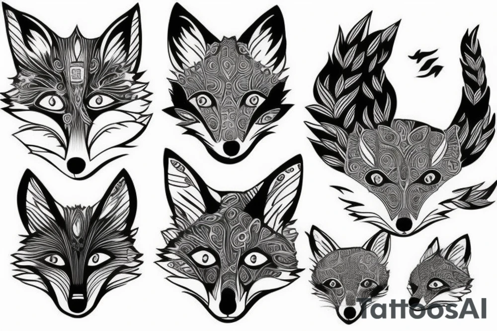 female fox, dynamic tattoo idea