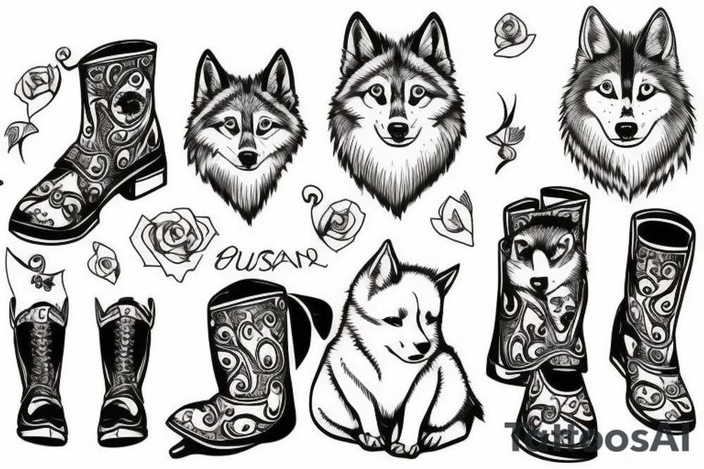 puss with boots and wolf tattoo idea