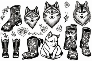 puss with boots and wolf tattoo idea