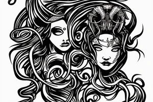 goddess medusa half face all black snakes tattoo idea