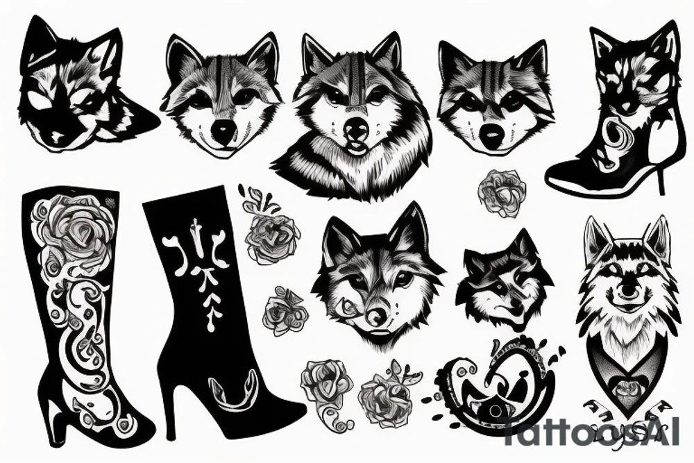 puss with boots and wolf tattoo idea