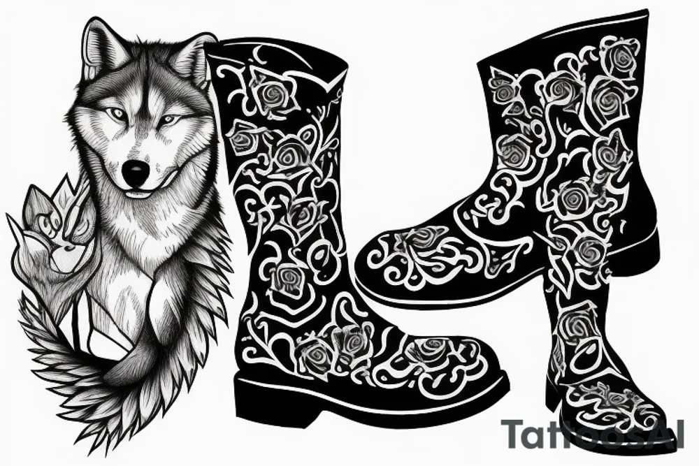 puss with boots and wolf tattoo idea