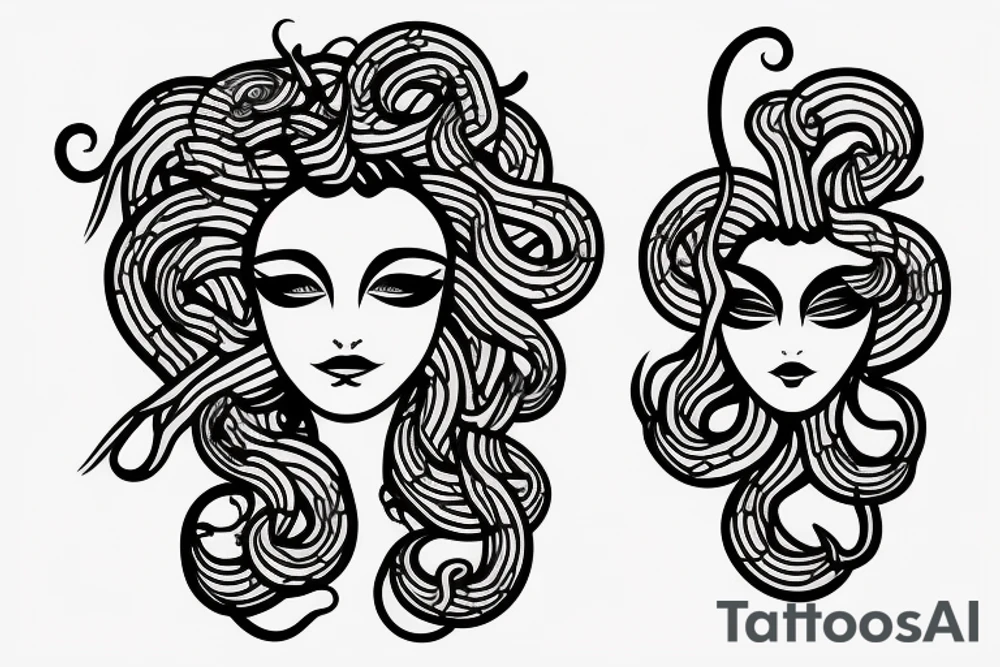 goddess medusa half face all black snakes tattoo idea