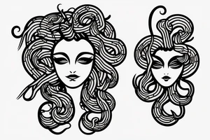 goddess medusa half face all black snakes tattoo idea