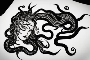 goddess medusa half face all black snakes tattoo idea