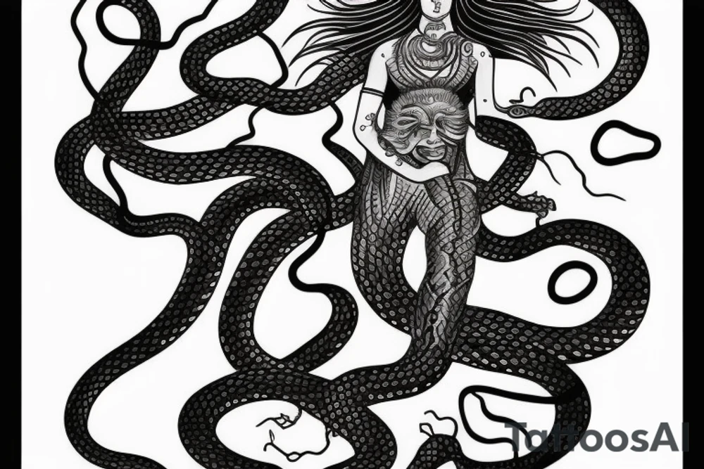 goddess medusa  all black snakes tattoo idea
