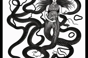 goddess medusa  all black snakes tattoo idea