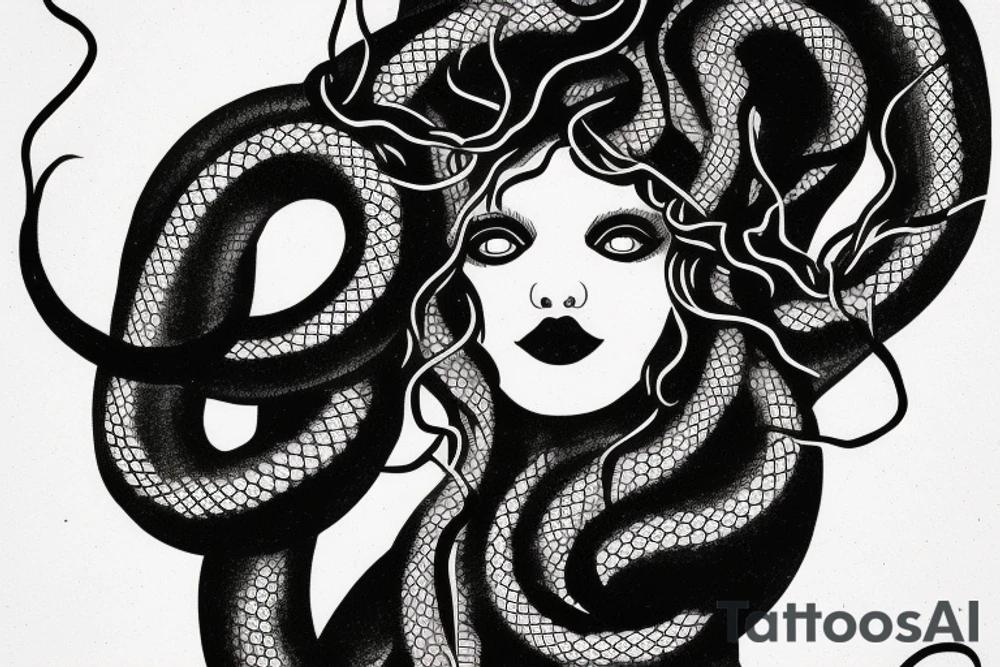 goddess medusa  all black snakes tattoo idea