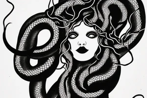goddess medusa  all black snakes tattoo idea