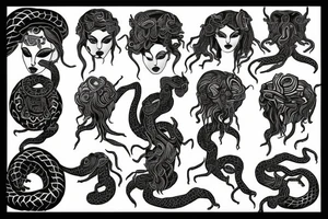 goddess medusa  all black snakes tattoo idea