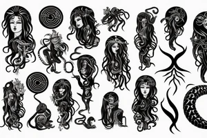 goddess medusa  all black snakes tattoo idea