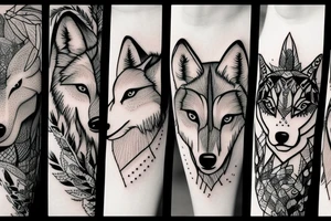 Wolf with forest and water tattoo idea