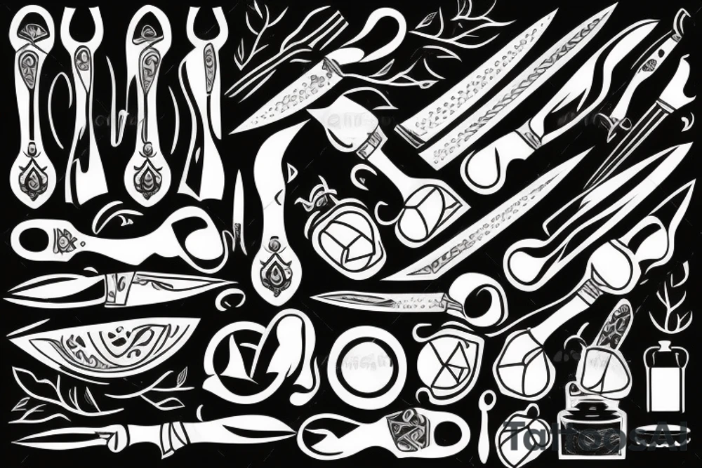 Kitchen knife tattoo idea