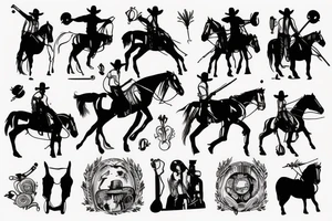 Cowboy on horse with gun tattoo idea