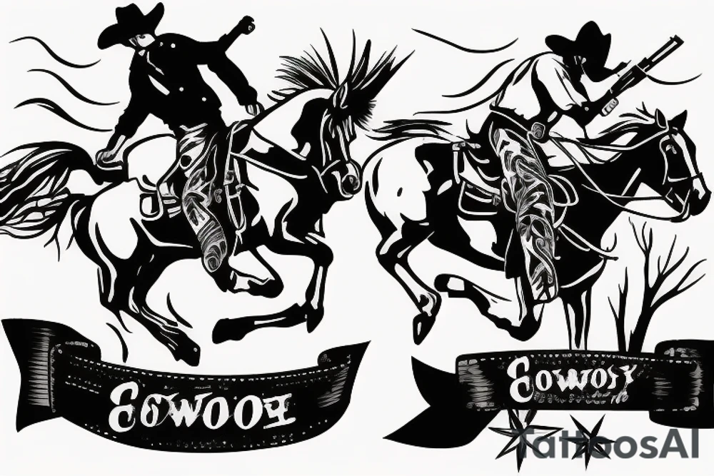 Cowboy on horse with gun tattoo idea