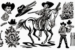 Cowboy on horse with gun tattoo idea