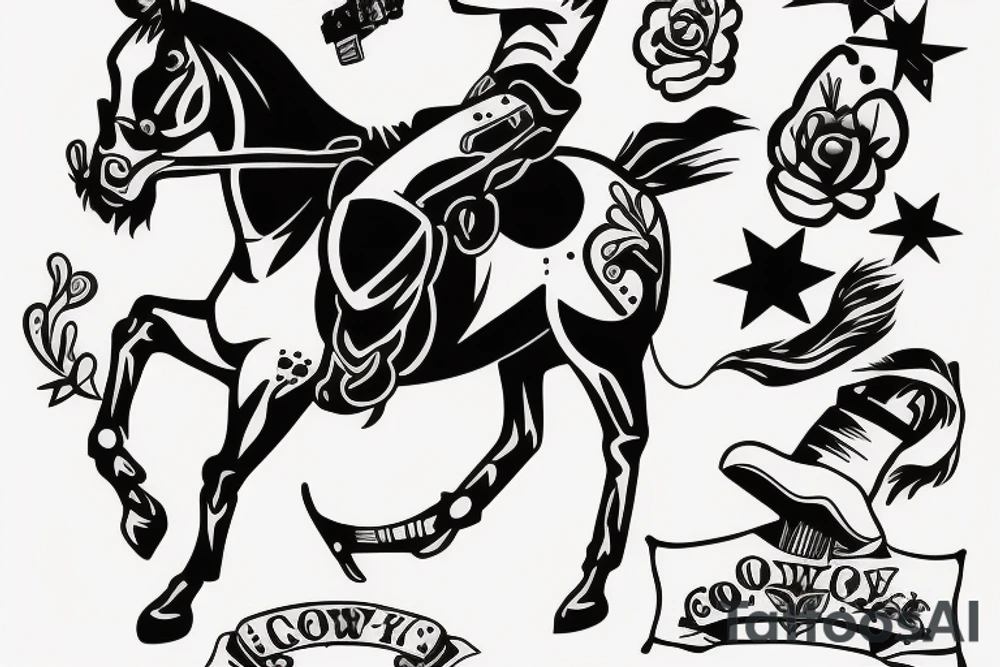 Cowboy on horse with gun tattoo idea
