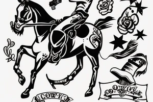 Cowboy on horse with gun tattoo idea