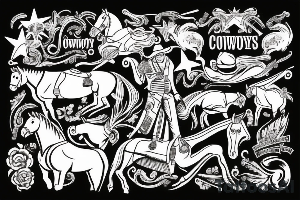 Cowboy on horse with gun tattoo idea