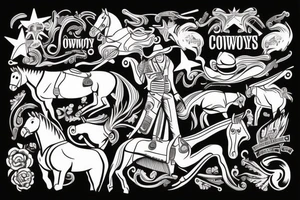Cowboy on horse with gun tattoo idea