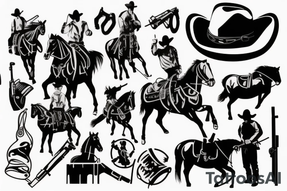 Cowboy on horse with gun tattoo idea