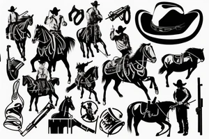 Cowboy on horse with gun tattoo idea