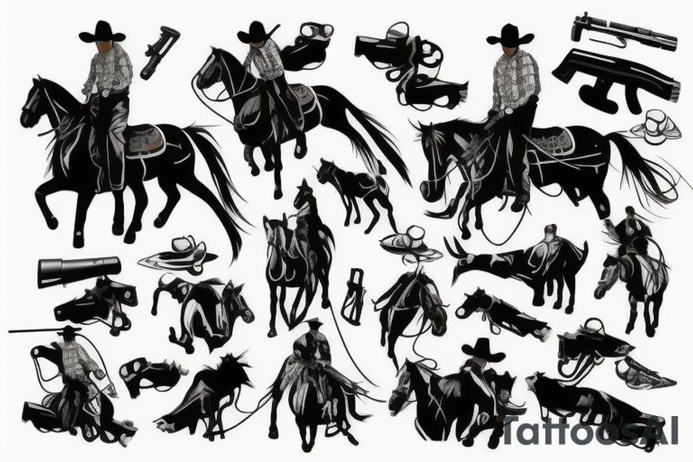 Cowboy on horse with gun tattoo idea