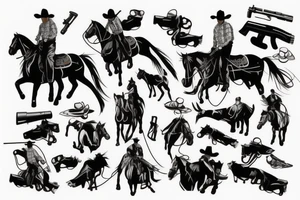 Cowboy on horse with gun tattoo idea