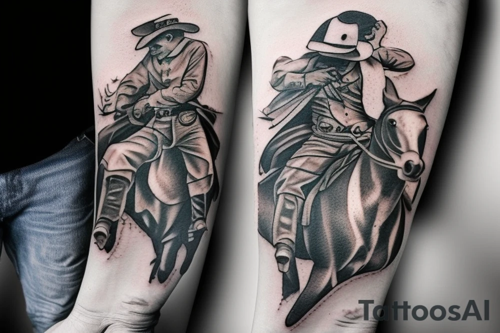 Cowboy on horse with gun tattoo idea
