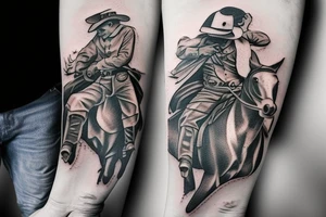 Cowboy on horse with gun tattoo idea
