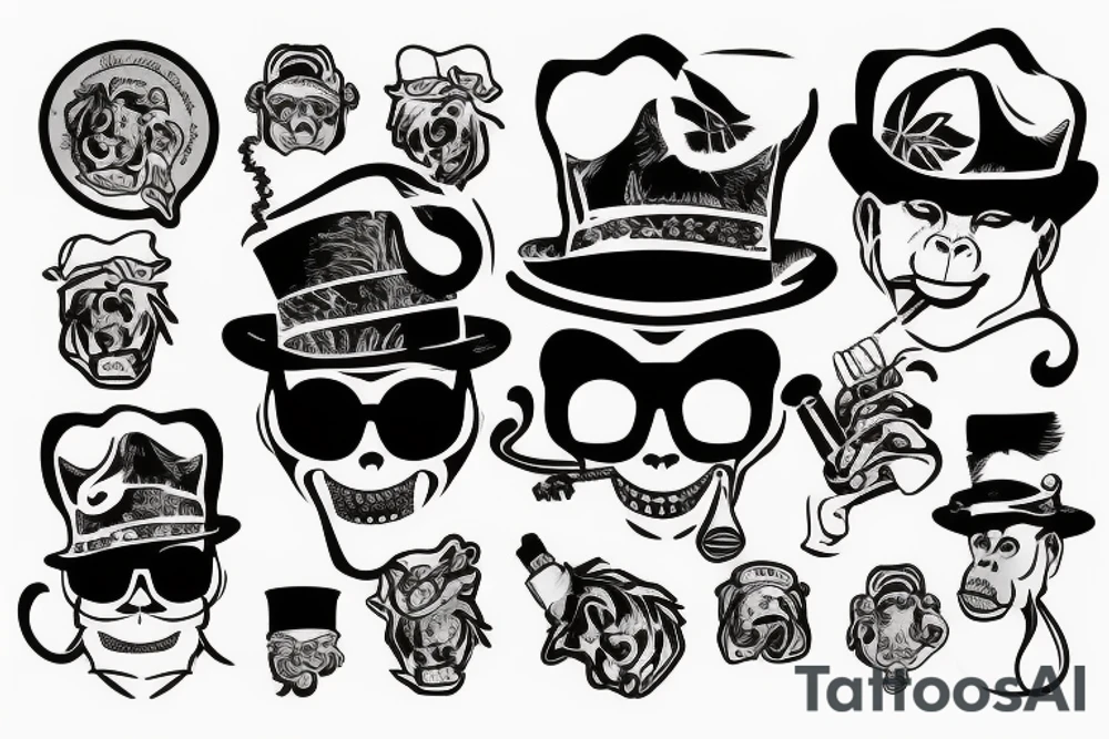 monkey in a hat with a cigarette tattoo idea