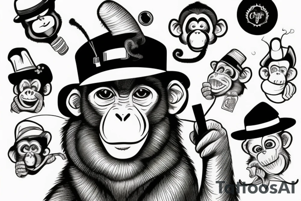 monkey in a hat with a cigarette tattoo idea