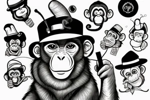 monkey in a hat with a cigarette tattoo idea